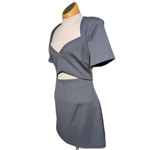 Elliatt Dusk Black Ponte Knit Waist Cutout Short Sleeve Sweetheart Mini Dress XL